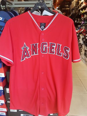 MLB Majestic美國大聯盟 天使隊排釦棒球衣 球衣 快排材質 白/紅