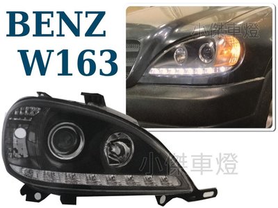 小傑車燈精品--賓士BENZ W163 98-04 ML320 ML350 晶鑽 黑框 R8燈眉大燈 W163車燈