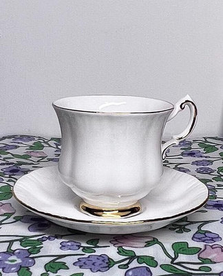 英國中古骨瓷Paragon帕拉貢純白白金咖啡杯碟套裝
