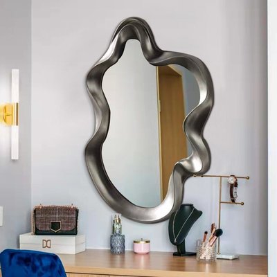 熱銷 北歐不規則裝飾鏡高端玄關藝術造型鏡子化妝鏡壁掛浴室鏡