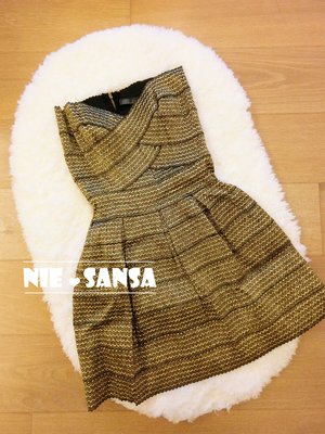 【Nie Sansa】(預購) 平口金色繃帶裙/繃帶洋裝/平口洋裝/小禮服