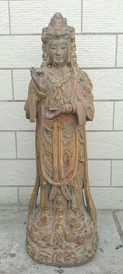 【二手】 木雕菩薩觀音像，高70厘米545 木雕 花板 佛像【櫻子古玩】