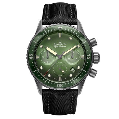 【玩錶交流】全新品 BLANCPAIN 寶珀錶 五十噚 飛返計時 黑陶瓷 極光綠 5200-0153-B52A