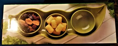 Condiment Server - 豌豆型點心盛盤 ( 3個碗 + 底座 ) - 全新