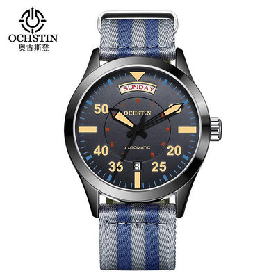 手錶男 瑞士品牌OCHSTIN腕錶高檔尼龍帶機械錶全自動防水雙日歷機械錶男