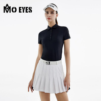 高爾夫服裝 MO EYES魔眼高爾夫短袖女士T恤夏季柔軟上衣彈力運動服裝開衩下擺