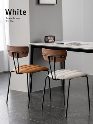 關于白北歐餐桌椅子書桌凳復古休閑簡約設計師創意軟包靠背洽談椅