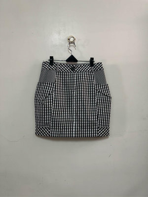 JeouJin  黑白格紋兩側大深口袋造型設計短裙 / L / 2668