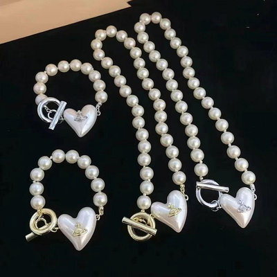 ALIN飾品商店西太後 Vivienne Westwood 新款 Vivi Big Heart 珍珠項鍊歐美個性時尚配飾