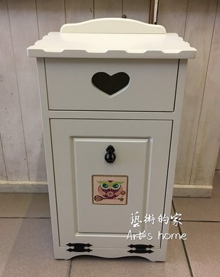 藝術的家生活雜貨傢飾家具-實木貓頭鷹磁磚垃圾桶(白色)