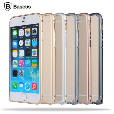 (銀色) iPhone 6 Plus （5.5吋） Baseus倍思弧系列 海馬扣 金屬邊框 鋁合金框 超薄金屬框 M