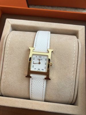 Hermes 愛馬仕 Heure H watch 超美白金配色腕錶 手錶 21 x 21 mm