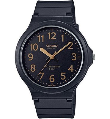【金台鐘錶】CASIO卡西歐 (考試專用)(學生 當兵 必備) (黑面金字) 43mm大錶面 MW-240-1B2