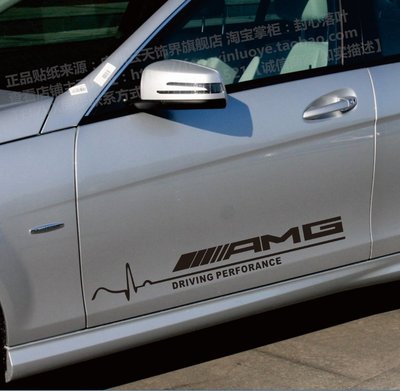 【凱威車藝】 Benz 賓士 AMG 心電圖貼紙 車身裝飾貼紙 對裝 40cm 下標區