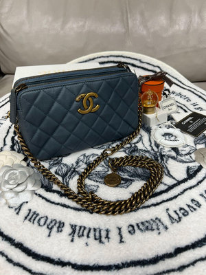 Chanel 真品孟買鏈 絕版金幣鏈鍊斜背包 相機包