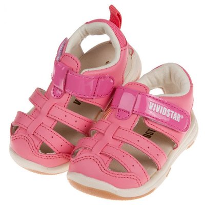 童鞋(14~18公分)BABYVIEW頂級皮質粉色兒童運動護趾涼鞋O8M12BG