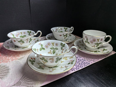 二手 英國Wedgwood咖啡杯 野草莓系列 紅茶杯 杯碟都是黑寶 餐具 擺件 文玩【國玉之鄉】14
