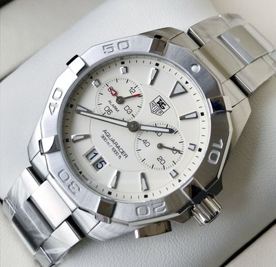 TAG HEUER Aquaracer Alarm 白色面錶盤 銀色不鏽鋼錶帶 石英 男士手錶 WAY111Y.BA0928 豪雅 競潜 300M