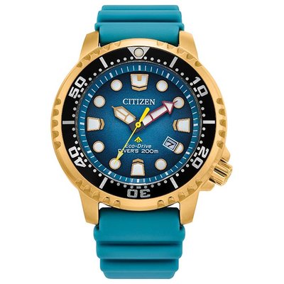 【CITIZEN】星辰 Promaster 光動能 BN0162-02X 膠錶帶 兩百米潛水錶 漸層藍/金 44mm