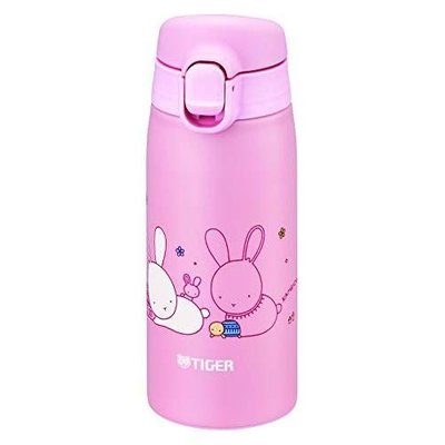 TIGER 虎牌 不鏽鋼保溫瓶 粉色 彈蓋式 卡通水壺 兔子 350ml極巧-好物優選