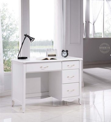 ☆[新荷傢俱] Y 562 法式白色3.5尺書桌  新古典書桌 歐式辦公桌 櫃台桌