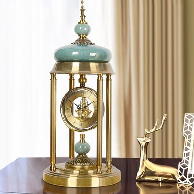 歐式復古座鐘 創意金屬臺鐘 客廳書房裝飾擺件 靜音石英鐘HD6883~熱銷