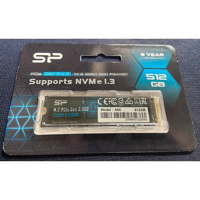 SP廣穎 512GB 512G M.2 PCIe固態硬碟 SP512GBP34A60M28 含稅自取價960元