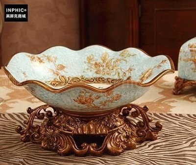 INPHIC-歐式陶瓷花瓶紙巾盒水果盤子 奢華陶瓷裝飾品客廳-水果盤_S01870C