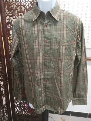 (二手衣物)PAUL FRANK綠色格紋復古風長袖襯衫(B742)