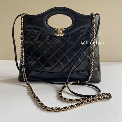 【翰貝格名牌館】全新真品 CHANEL 31 Bag Mini 黑色 油蠟皮 金鍊 手提 斜挎包 AS4133 現貨