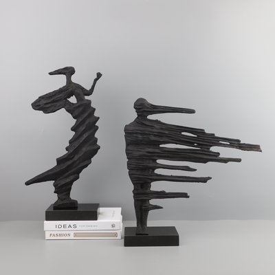 新中式創意抽象黑色人物雕塑擺件鑄鐵別墅客廳家居裝飾品擺件-特價