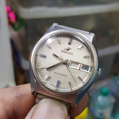 ☆超美＜極品＞原裝 ENICAR 英納格 紅肉 機械錶 已保養 漂亮 稀有 老錶