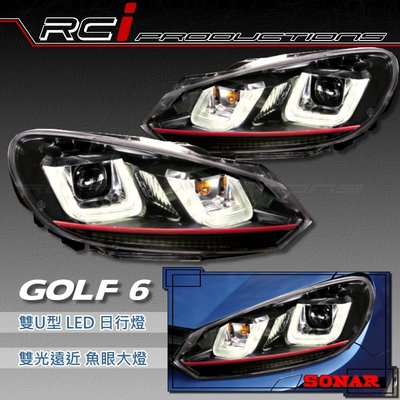 RC HID LED專賣 VW GOLF 6代 類 GOLF7 U型日行燈 遠近魚眼大燈組 含馬達 SONAR B