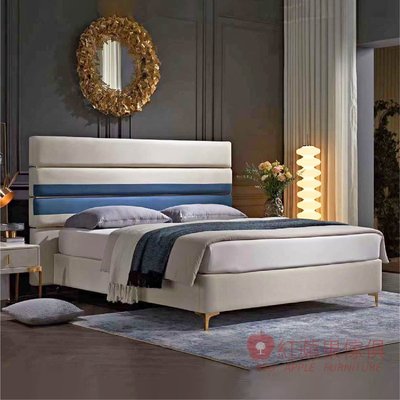 [紅蘋果傢俱] 現代 簡約 輕奢風 SK-80 床 床架 雙人床 布藝 皮藝 婚床 臥室 房間 主臥