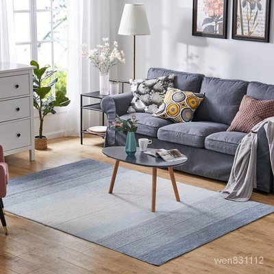 MIA HOUSE 北歐ins簡約現代 圈絨地毯客廳沙發茶幾墊臥室床邊毯滿鋪藍色條紋清新
