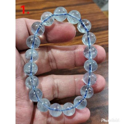 海藍寶 手鍊 手環 手珠 冰透晶體 10mm+ 天然❤水晶玉石特賣#C194-1