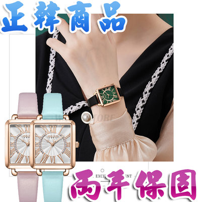 C&F 【JULIUS】韓國品牌 小方皮知性晶鑽羅馬真皮腕錶 手錶 女錶 JA-1340