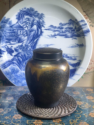 日本西山堂鍍銀茶葉罐，銅熏銀茶罐，銅鍍銀茶倉，一張銅打出，內