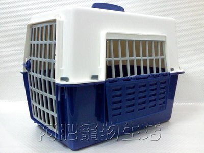 【阿肥寵物生活】雙色窗型寵物外出提籠-藍+白／犬貓皆適用