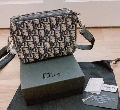 Dior 迪奧 相機包 刺繡 老花 單肩包 斜挎包 情侶包包 禮物 2OBBC1 男女同款小方包 迪奧盒子包