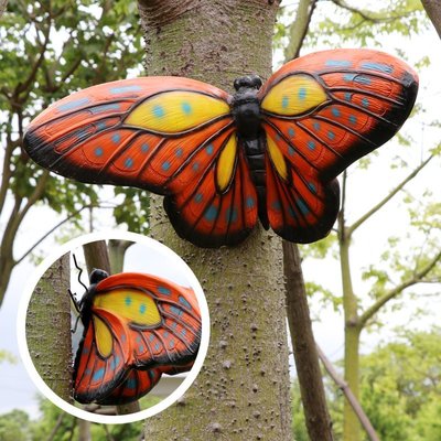 現貨戶外玻璃鋼仿真蝴蝶雕塑花園景觀庭院小區草坪昆蟲動物擺件裝飾品可開發票