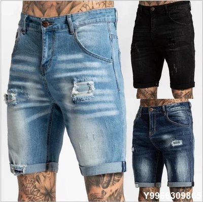 Men Summer Jeans Shorts Denim Shorts Ripped Jeans 男牛仔短褲
