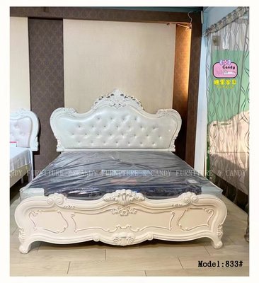 [糖果家具] KVN833歐式 六尺床 床架 皮床 法式 雙人床 新古典 公主床 韓式
