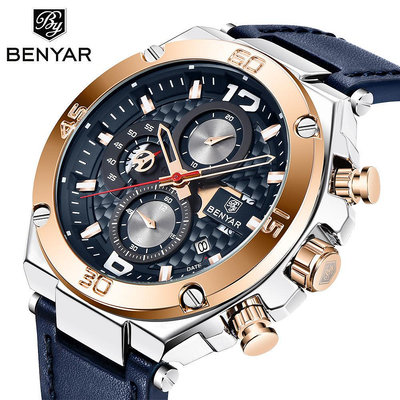 男士手錶 賓雅BENYAR跨境新品熱銷手錶男石英錶時尚防水多功能男士手錶5151