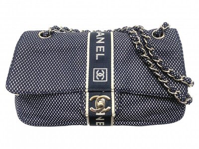 Chanel vintage 運動系列藍色網眼帆布CF鏈條包