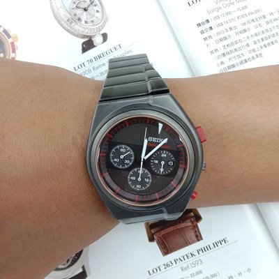 流當手錶拍賣 SEIKO GIUGIARO DESIGN 不鏽鋼 石英 計時 男錶 9成5新 喜歡價可議 ZR559