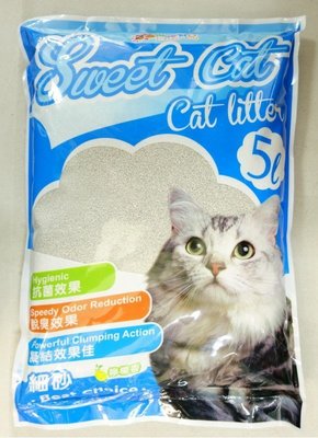 【優比寵物】Sweet Cat檸檬香性《細砂》貓砂 細砂/ 細礦砂 5L(約4.2公斤)抗菌/脫臭/凝結-優惠價-