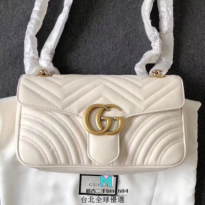 GUCCI GG Marmont 小號 26cm 白色 肩背包