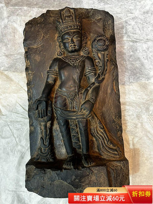 尼泊爾老石雕觀音高約43cm黑石石雕尼泊爾老佛像尼6079