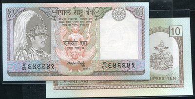 【紙幣】NEPAL(尼泊爾), P31a 動物, 10-RP. , 1985/1987 ,品相全新UNC